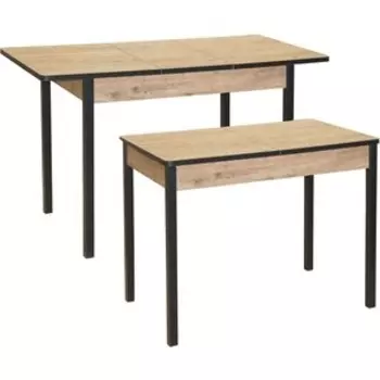 Стол обеденный раздвижной Катрин Сканд дуб веллингтон/опора квадро черный муар (KT19628)