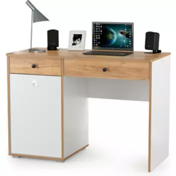 Стол письменный Моби Вуди 12.42 белый премиум/дуб крафт золотой