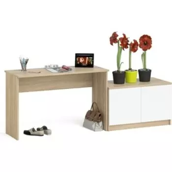 Стол письменный СВК Мори МСП1200.1 + Тумба МА900.1, цвет дуб сонома/белый (1026846)