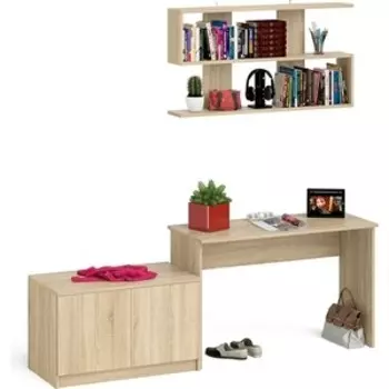 Стол письменный СВК Мори МСП1200.1 + Тумба МА900.1 + Полка 1200, цвет дуб сонома (1027880)