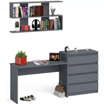 Стол письменный СВК Мори МСП1200.1 + Комод МК800.4 + Полка 1200, цвет графит (1027863)