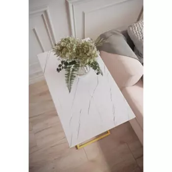 Стол придиванный Мебелик Агами Голд белый мрамор/золото (П0004777)