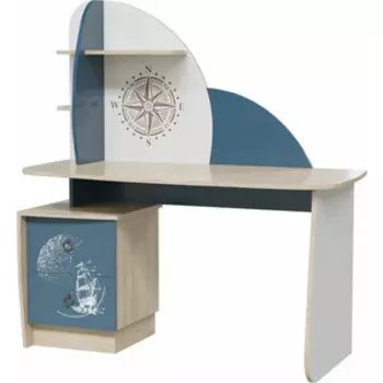 Стол рабочий Гранд Кволити 6-0608 Бриз дуб ривьера/рамух белый - синий