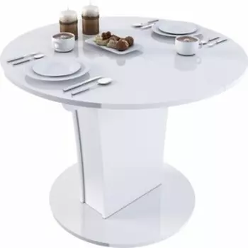 Стол раскладной Slayn Turin белый глянец круглый