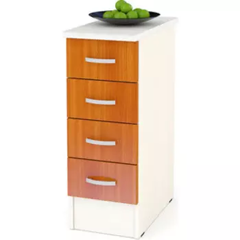 Стол с 4 ящиками 30 см Мебельный двор Мери ШН4Я300 дуб/вишня столешница № 130 сахара белая универсальная дверь