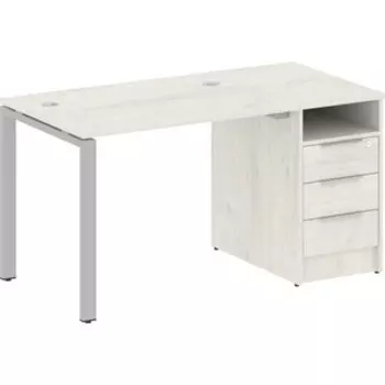 Стол с тумбой Riva Metal System на П-образном металлокаркасе БП.РС-СТП-1.1 дуб наварра/серый металл 141,2x72x75