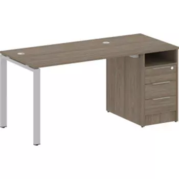 Стол с тумбой Riva Metal System на П-образном металлокаркасе БП.РС-СТП-1.2 вяз/серый металл 161,2x72x75