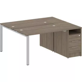 Стол с тумбой Riva Metal System на П-образном металлокаркасе БП.РС-СТП-2.2 вяз/серый металл 161,2x147,5x75