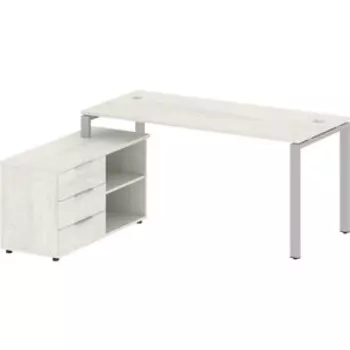 Стол с тумбой Riva Metal System на П-образном металлокаркасе БП.РС-СТС-2.4 (L) дуб наварра/серый металл