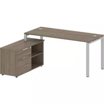 Стол с тумбой Riva Metal System на П-образном металлокаркасе БП.РС-СТС-2.4 (L) вяз/серый металл 170x152x75