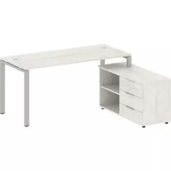 Стол с тумбой Riva Metal System на П-образном металлокаркасе БП.РС-СТС-2.4 (R) дуб наварра/серый металл