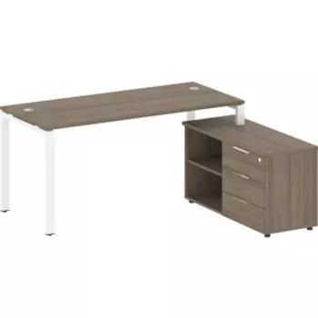 Стол с тумбой Riva Metal System на П-образном металлокаркасе БП.РС-СТС-2.4 (R) вяз/белый металл 170x152x75