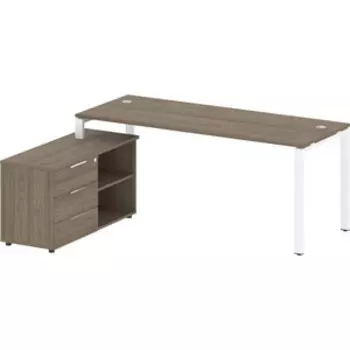 Стол с тумбой Riva Metal System на П-образном металлокаркасе БП.РС-СТС-2.5 (L) вяз/белый металл 190x152x75