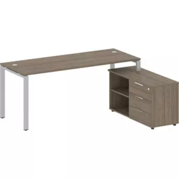 Стол с тумбой Riva Metal System на П-образном металлокаркасе БП.РС-СТС-2.5 (R) вяз/серый металл 190x152x75