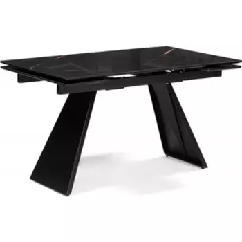 Стол стеклянный Woodville Хорсборо 140(200)х80х79 обсидиан / черный (588007)