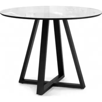 Стол стеклянный Woodville Норфолк 100 белый мрамор / черный (588040)