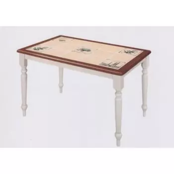 Стол TetChair CT 3045P с плиткой, Античный белый/Тёмный Дуб, Рисунок - Прованс