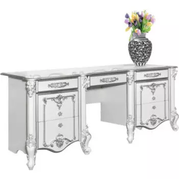 Стол туалетный Мэри Дольче Вита СДВ-05 белый глянец с серебром