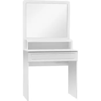 Стол туалетный ОЛМЕКО Монако МН-19 с одним ящиком, надстройка с полками МН-19А, белое дерево