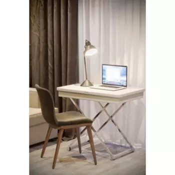 Стол универсальный трансформируемый Мебелик АНДРЭ Хром ЛДСП белый/хром (П0005928)