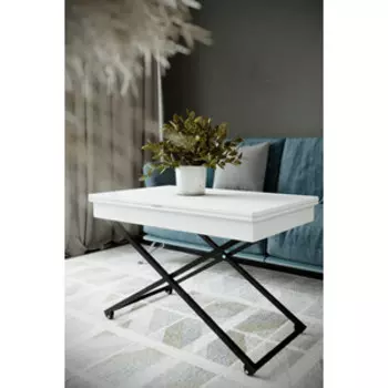 Стол универсальный трансформируемый Мебелик АНДРЭ Loft ЛДСП белый/чёрный (П0005913)