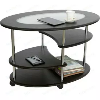 Стол журнальный Калифорния мебель Эллипс со стеклом СЖС-01 венге