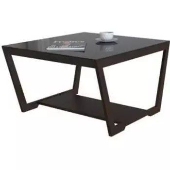 Стол журнальный Мебелик BeautyStyle 1 венге, стекло черное (П0001456)