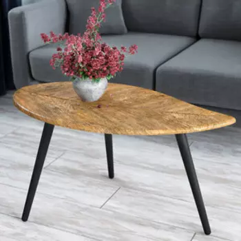 Стол журнальный Мебелик Берли (12 мм) дуб американский/чёрный (П0006347)