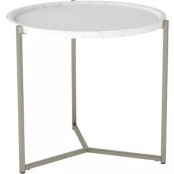 Стол журнальный Мебелик Бруно белый мрамор/титан