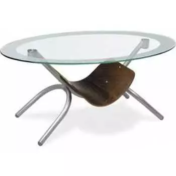 Стол журнальный Мебелик Дуэт 2 металлик, прозрачное (306)