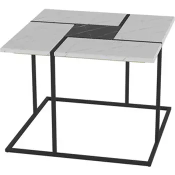 Стол журнальный Мебелик Калифорния белый мрамор/черный мрамор