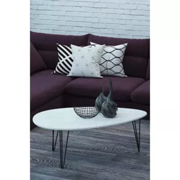 Стол журнальный Мебелик Шеффилд белый бетон/черный (П0002799)