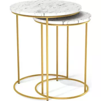 Стол журнальный Мебелик SHT-CT7 мрамор каррара белый/золото