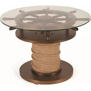 Стол журнальный Мебелик Штурвал тёмно-коричневый, прозрачное (П0001521)