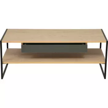 Стол журнальный Олимп 46.06 Доната дуб бунратти светлый/белый/диамант серый/металл: черный