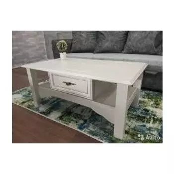 Стол журнальный Олимп Сатурн-М03 вудлайн кремовый / ДВПО белый / ПВХ сандал белый / профиль аруша венге патина