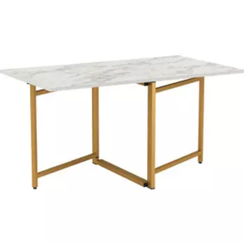 Стол журнальный ОЛМЕКО 42.43 Кальяри (раскладной) (мрамор белый/металл: золотой) (ML876880442)