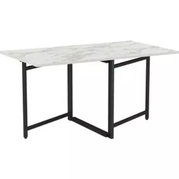 Стол журнальный ОЛМЕКО 42.43 Кальяри (раскладной) (мрамор белый/металл: черный) (ML876880443)