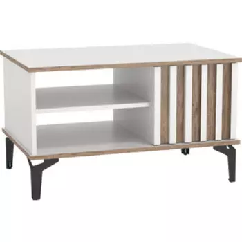 Стол журнальный ОЛМЕКО 51.08 ''Либерти'' (опора металл. h 150 мм) Белый / Дуб Каньон (ML876880927)