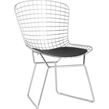 Stool Group Стул обеденный Bertoia хромированный с черной подушкой