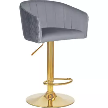 Стул барный Dobrin DARCY GOLD LM-5025_GoldBase серый велюр (1922-19)