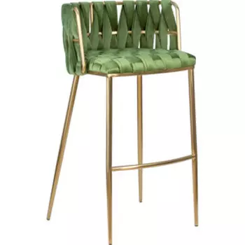 Стул барный Dobrin EMMA GOLD LMN-1538_Gold зеленый велюр (VF-08)