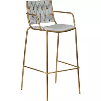 Стул барный Dobrin MILLER GOLD LMN-1637_Gold светло-серый велюр (135-37)