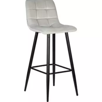 Стул барный Dobrin NICOLE LML-8078 черные матовые ножки, светло-серый велюр (108-52)