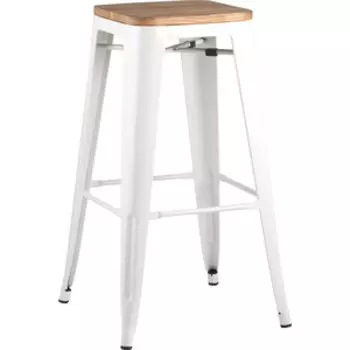 Барный стул Stool Group TOLIX белый глянцевый+светлое дерево YD-H765-W LG-02