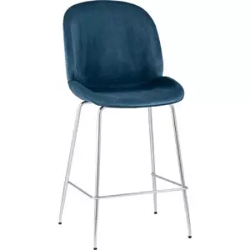 Стул полубарный со спинкой Stool Group Турин бархат маренго хромированные ножки