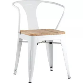 Стул Stool Group Tolix Arm wood белый глянцевый + светлое дерево YD-H440AR-W LG-02