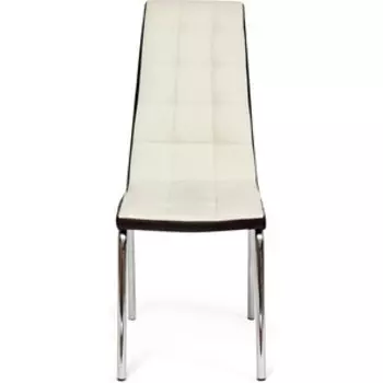 Стул TetChair Alessi (mod. 36) металл/экокожа слоновая кость/темно-коричневый (окантовка)/хром