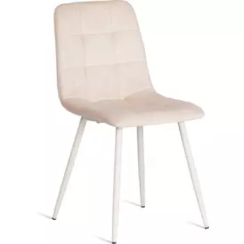 Стул TetChair CHILLY (mod. 7094-1) / 1 шт. в упаковке, вельвет/металл, beige (бежевый) HLR2 / белый