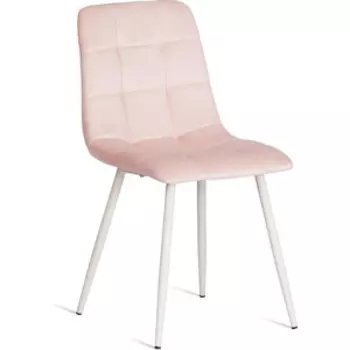 Стул TetChair CHILLY (mod. 7094-1) / 1 шт. в упаковке, вельвет/металл, pink (розовый) HLR39 / белый